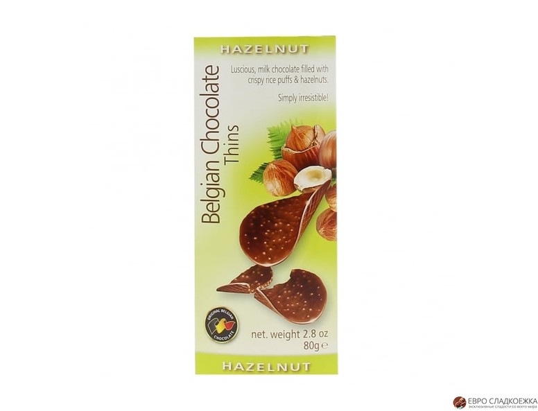 Belgian Chocolate Thins Hazelnut 80гр.