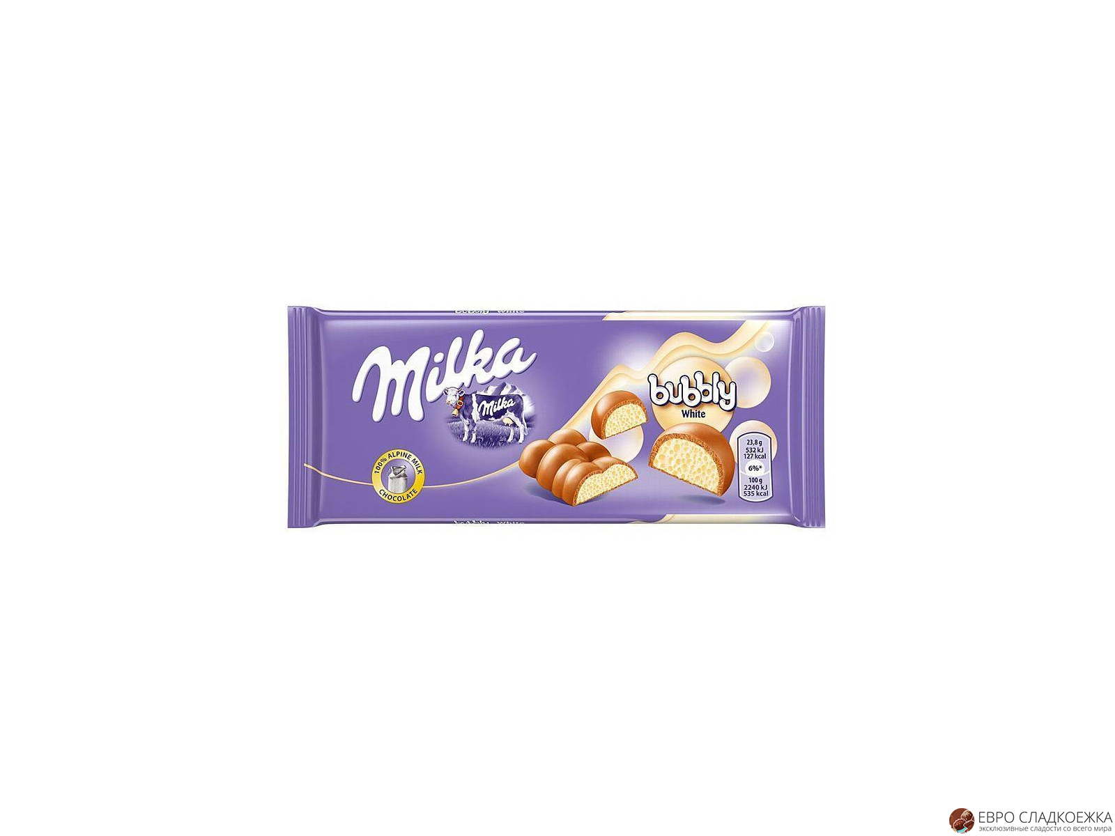 Milka (Милка) ШОК.плитка bubbly White 95г/