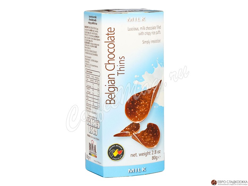 Belgian Milk Chocolate Thins-Milk 80 g.