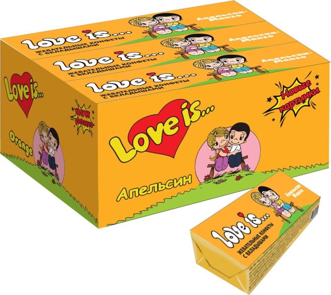 Жевательные конфеты LOVE IS  Манго Апельсин 25 г-1уп (12шт)