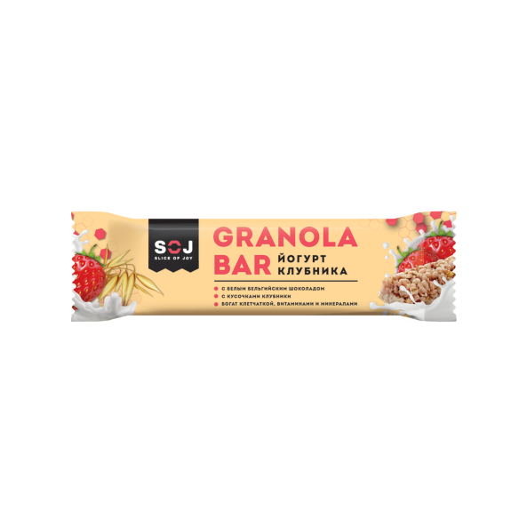 Злаковый батончик "GRANOLA BAR" со вкусом йогурта и клубники 40гр (12)