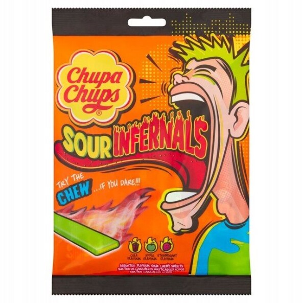 Чупа-Чупс кислая жевательная резинка (Sour infernals chews) 83 г